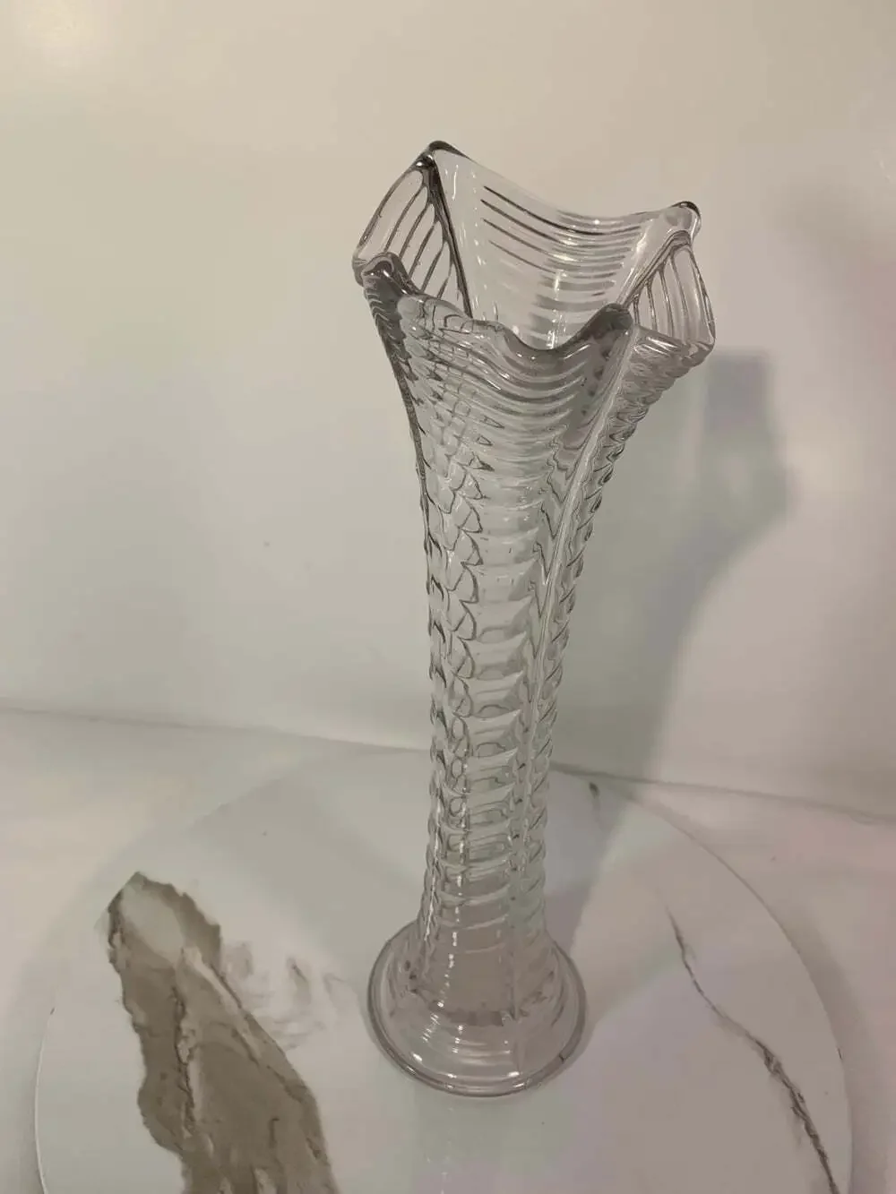Vintage Swung  Glass Vase Art Deco Clear